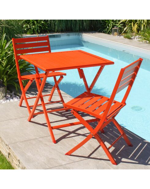 Guéridon de jardin pliant Marius en aluminium orange - 70x70xH.73 cm