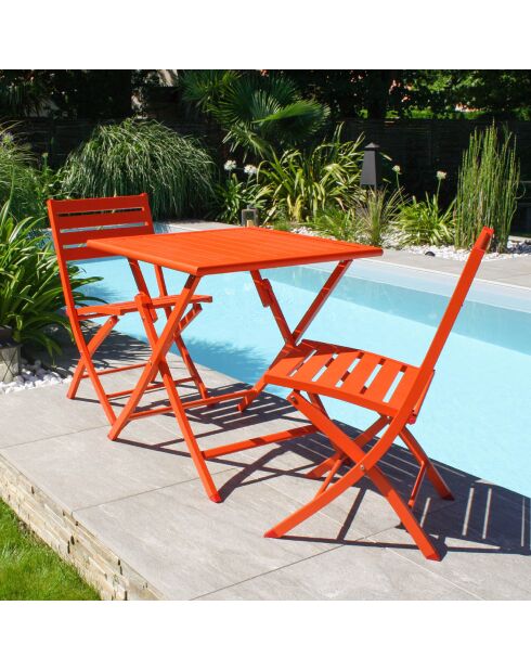 Guéridon de jardin pliant Marius en aluminium orange - 70x70xH.73 cm