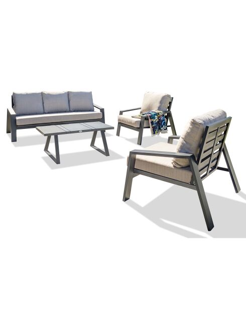 Ibiza Gartenmöbel für 5 Personen aus anthrazitfarbenem Aluminium