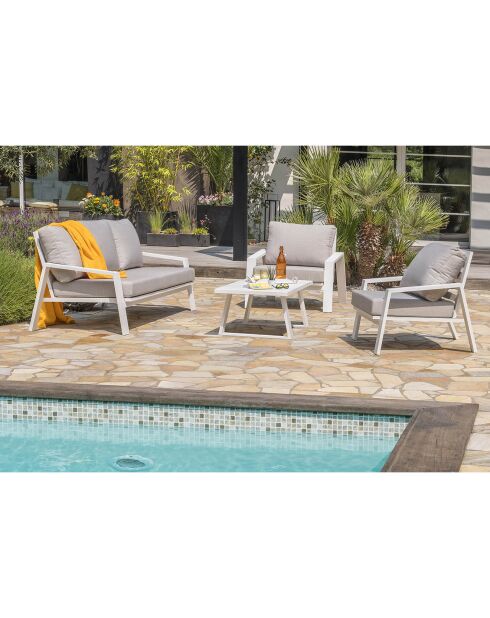 Ibiza Gartenmöbel für 5 Personen aus weißem Aluminium