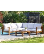 Majorca Gartenmöbel für 5 Personen in Aluminium-Holzoptik, braun/weiß