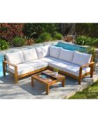 Majorca Gartenmöbel für 5 Personen in Aluminium-Holzoptik, braun/weiß