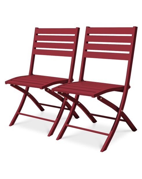 2 rode marius aluminium opvouwbare tuinstoelen - 46x41xH.82 cm