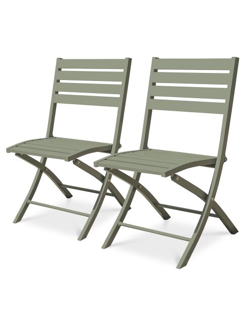 2 Marius opvouwbare tuinstoelen in kaki aluminium - 46x41xH.82 cm