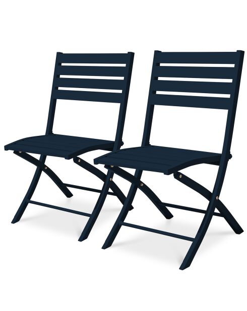 2 zusammenklappbare Gartenstühle Marius aus nachtblauem Aluminium - 46x41xH.82 cm