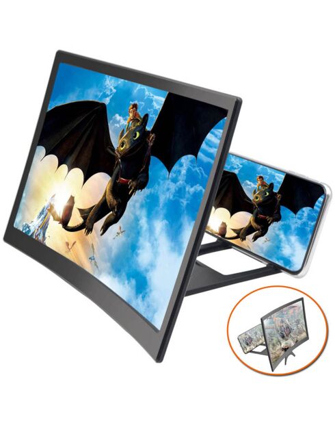 Amplificateur d'écran universel pliable 12 pouces noir
