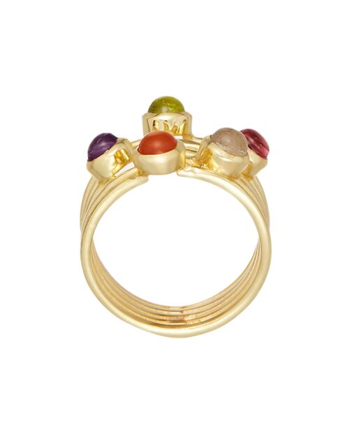 Bague Diane Multipierres en laiton doré