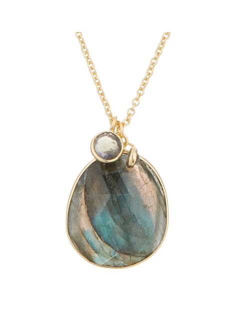 Collier Célestine Labradorite en laiton doré