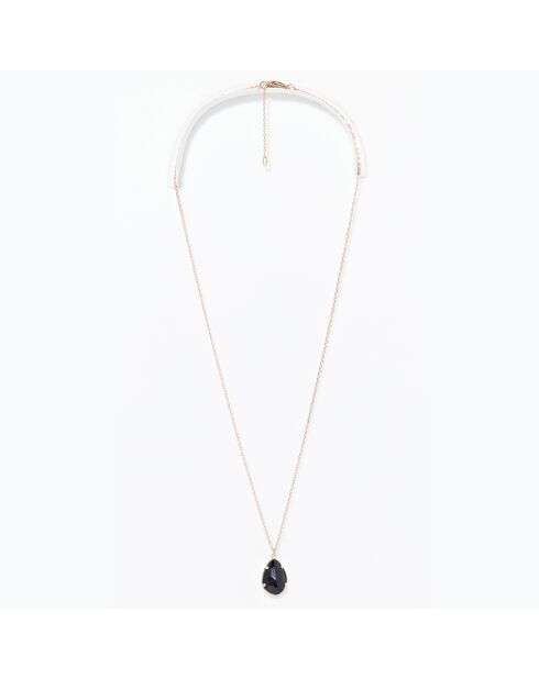 Collier Louane Onyx en laiton doré