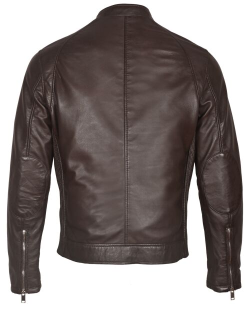 Veste en Cuir John chocolat foncé