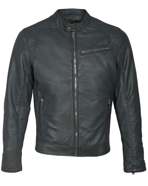 Veste en Cuir John gris foncé