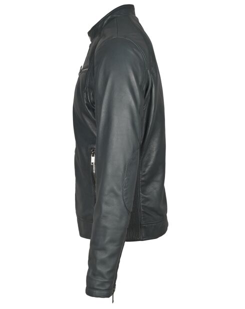 Veste en Cuir John gris foncé