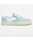 Slip On en Cuir & Textile Corduro bleu/blanc