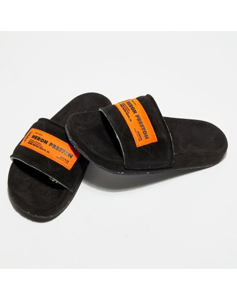Mules en Velours de Cuir Sponge noires