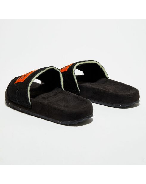 Fluwelen muiltjes van zwart sponsleer