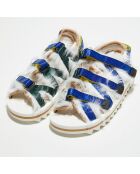 Sandales avec fausse fourrure Zip bleu/blanc