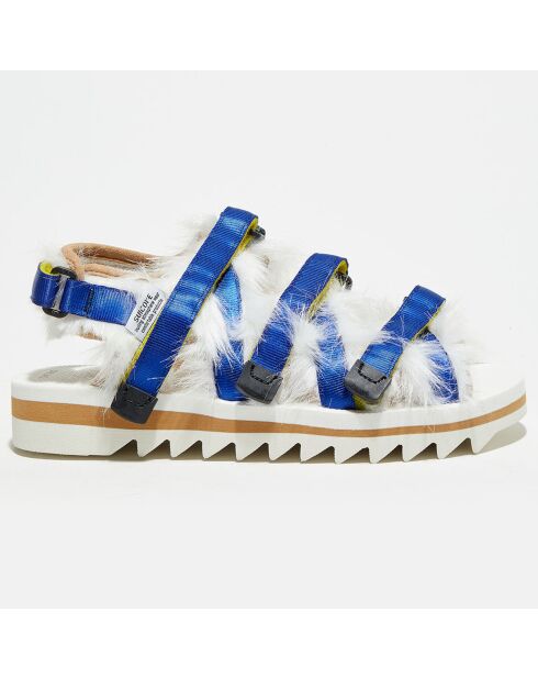 Sandales avec fausse fourrure Zip bleu/blanc