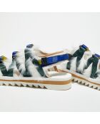 Sandales avec fausse fourrure Zip bleu/blanc
