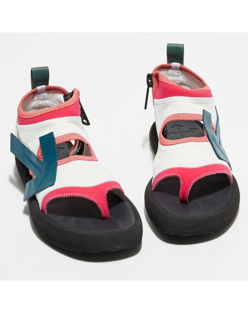 Sandales en Velours de Cuir Surf blanc/rose