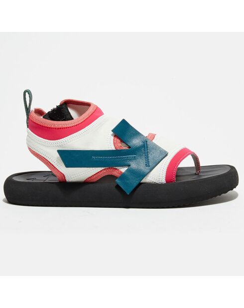 Sandales en Velours de Cuir Surf blanc/rose
