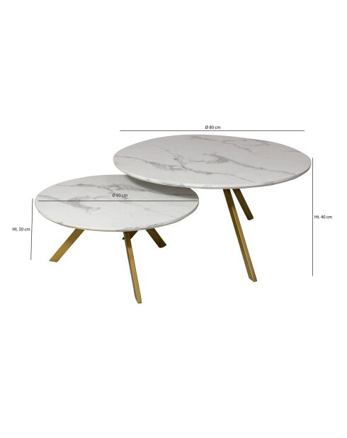 2 Tables basses effet marbre hoxton blanches