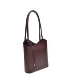 Sac seau en Cuir Holly bordeaux  - 29x28x9 cm