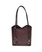 Sac seau en Cuir Holly bordeaux  - 29x28x9 cm