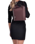 Sac seau en Cuir Holly bordeaux  - 29x28x9 cm