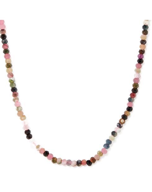 Mehrfarbige Halskette Melania Turmalin aus Goldmessing