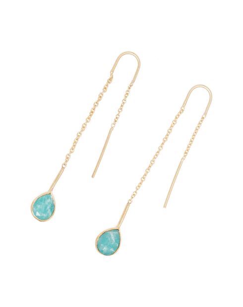 Boucles d'oreilles Joplin Amazonite en laiton doré