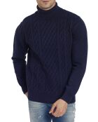 Pull col roulé torsade bleu nuit