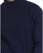 Pull col roulé torsade bleu nuit