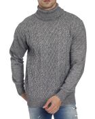 Pull col roulé torsade loup