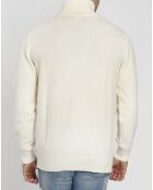 Pull col roulé torsade blanc