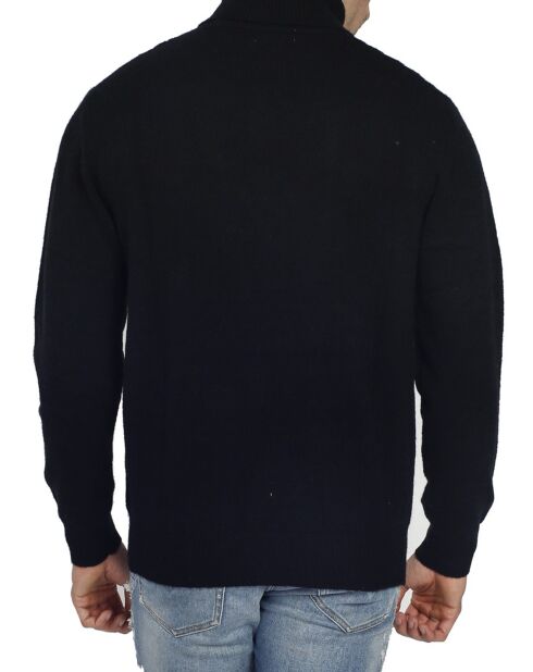 Pull col roulé torsade noir