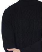 Pull col roulé torsade noir