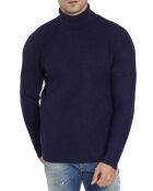 Pull col roulé tricotage bleu nuit