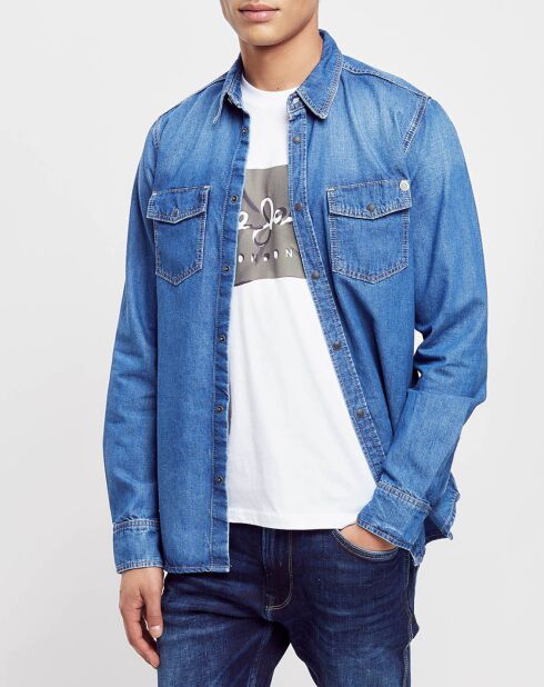 Chemise droite en jean Archive bleue