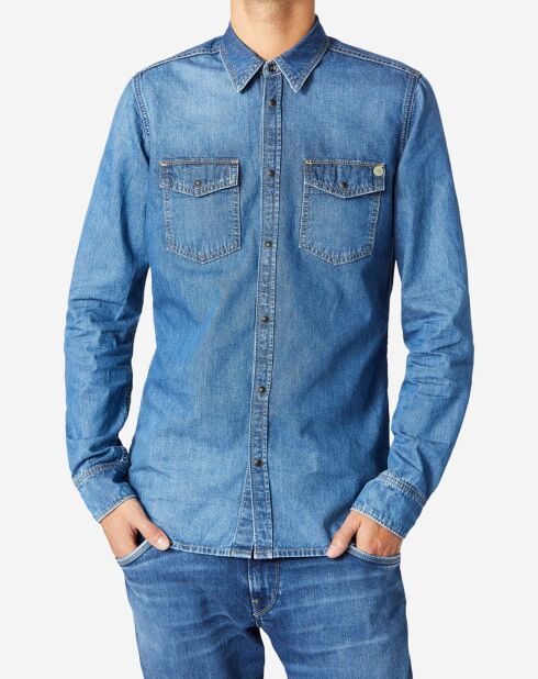 Chemise droite en jean Archive bleue