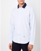 Chemise col polo contrasté blanche