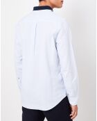 Chemise col polo contrasté blanche