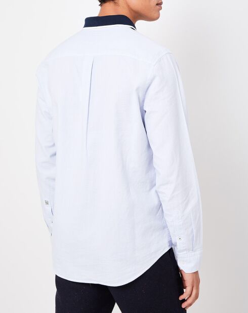 Chemise col polo contrasté blanche