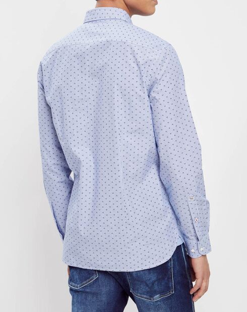 Chemise ajustée  Pierre micro imprimée bleue