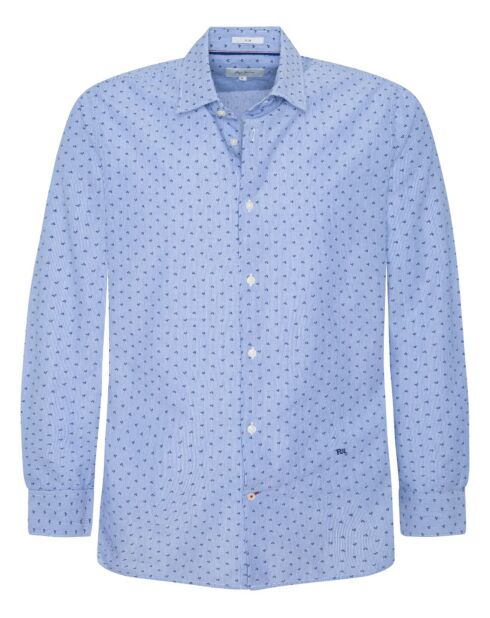 Chemise ajustée  Pierre micro imprimée bleue