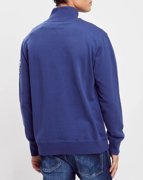 Sweat col zippé bleu marine