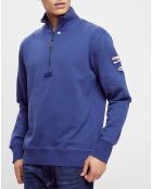 Sweat col zippé bleu marine