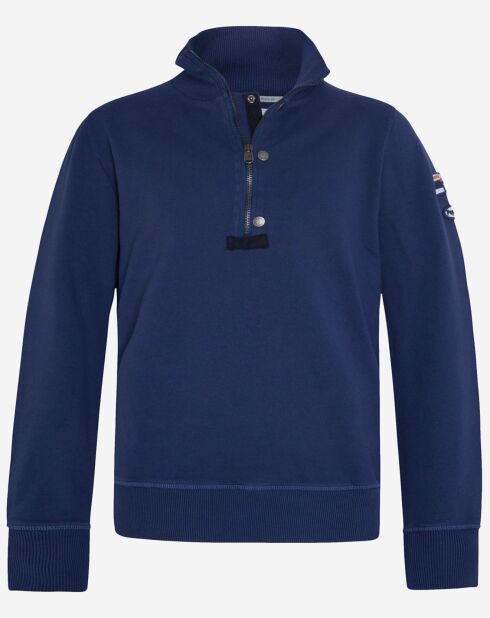 Sweat col zippé bleu marine