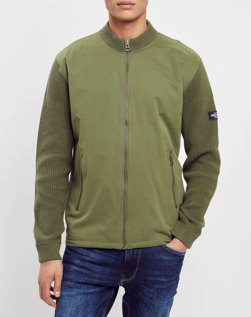 Veste en maille Liseret kaki