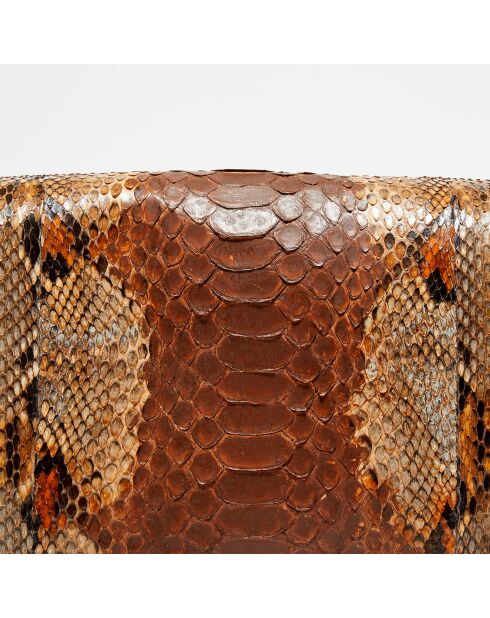 Sac bandoulière en Cuir d'Agneau & Python Seren cognac - 25x11x16.5 cm