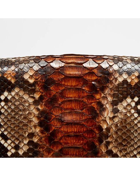 Sac bandoulière en Cuir d'Agneau & Python Seren havane - 25x11x16.5 cm